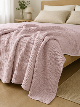 Покрывало льняное Marshmallow lilac rose