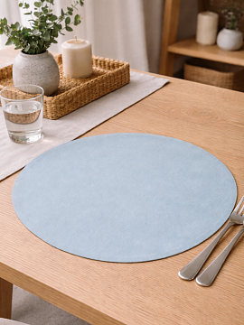 Салфетка круглая изо льна цвет бирюза