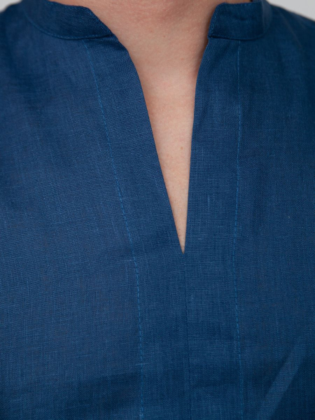 Рубашка мужская изо льна Прибой цвет синий