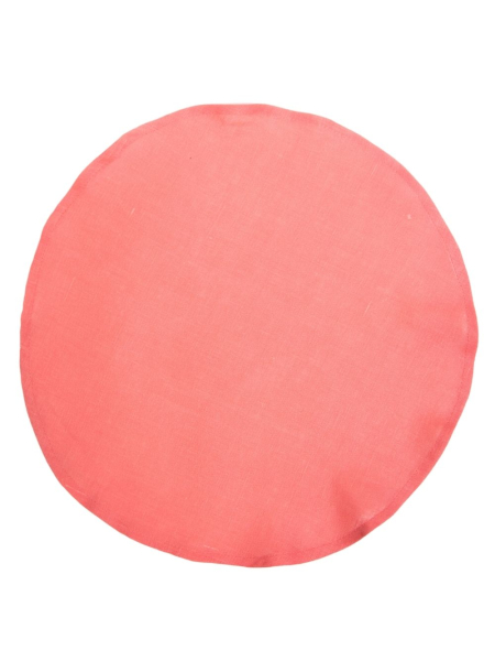 Салфетка круглая изо льна цвет коралл
