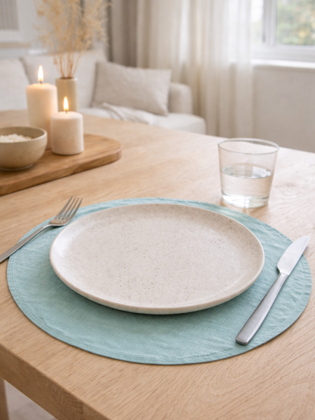 Салфетка круглая изо льна цвет мята