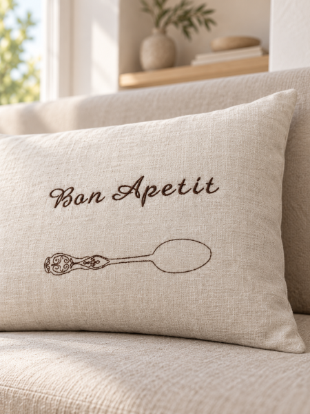 Декоративная наволочка изо льна Bon Appetit