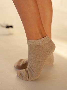 Носки изо льна серые укороченные