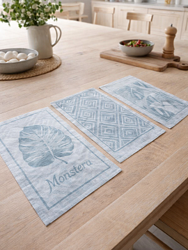 Набор льняных полотенец для кухни Монстера