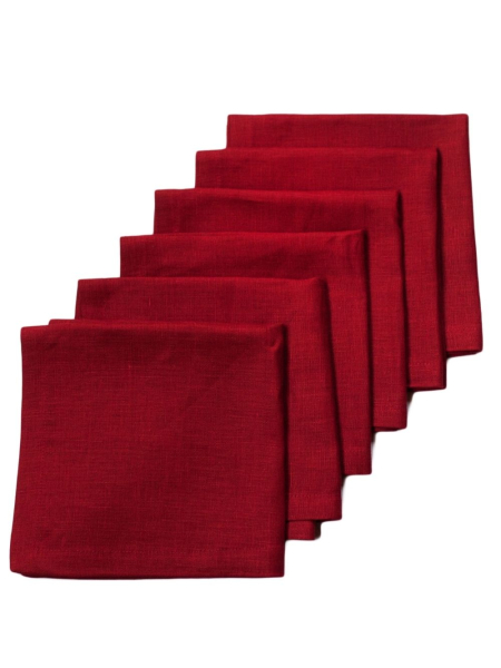 Набор льняных салфеток цвет красный