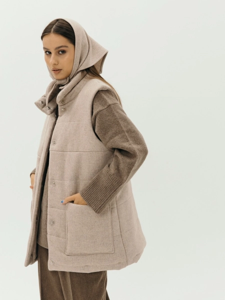 Жилет стеганый wool Snezhno natural