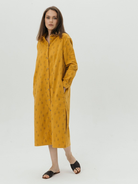 Платье-рубашка flannel Fresh limited mustard trees