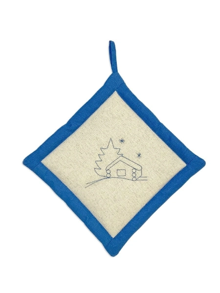 Прихватка льняная Зимняя деревня