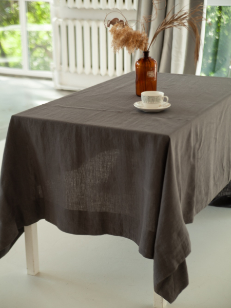 Умягчённая скатерть премиум Stone wash graphite