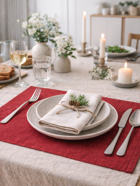 Плейсмат льняной цвет бордо