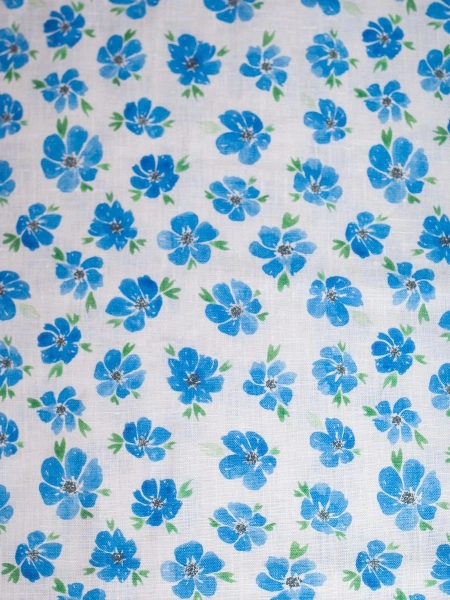 ОСТАТОК меньше метра Ткань льняная цветочек Лён