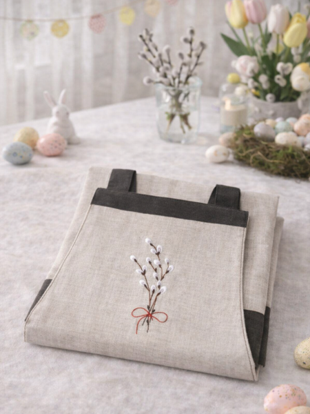 Фартук льняной Букетик вербы