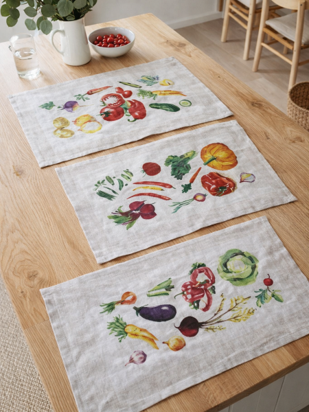 Набор льняных полотенец для кухни Овощной микс