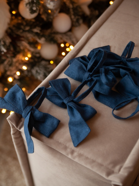 Набор Новогодних Бантов на елку цвет синий