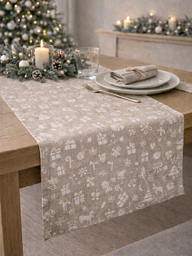 Дорожка льняная Новогодняя сказка