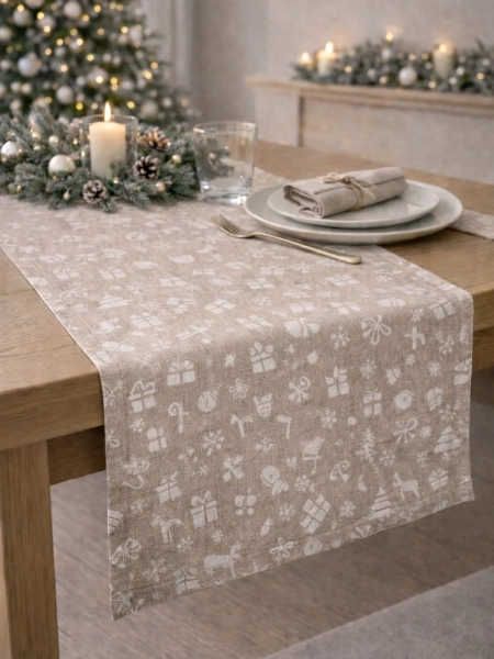 Дорожка льняная Новогодняя сказка