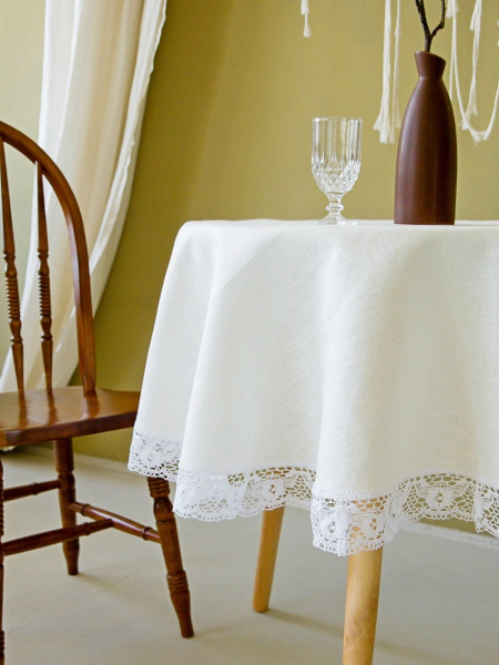 Скатерть с кружевом круглая Lace edition white