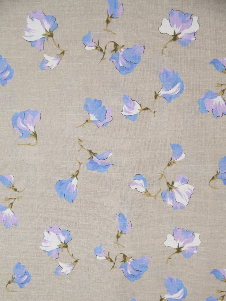 ОСТАТОК меньше метра Ткань льняная Цветущий горошек