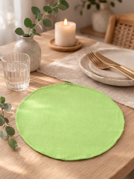 Салфетка круглая изо льна цвет фисташковый