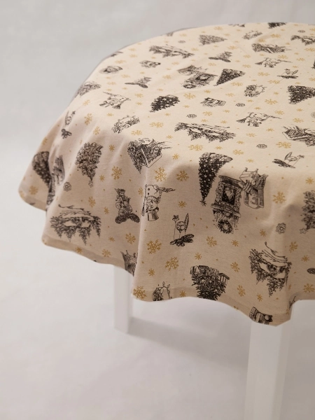 Скатерть льняная Рождественские истории круглая без салфеток