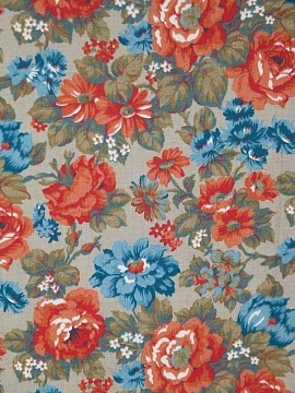 ОСТАТОК меньше метра Ткань льняная Летние цветы