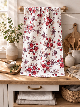 Полотенце льняное Розы