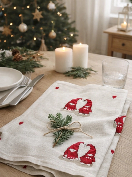 Салфетка льняная Гномы