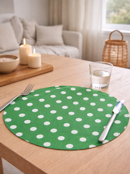 Салфетка круглая изо льна Горошек-3