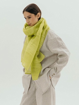 Льняной палантин цвет салатовый