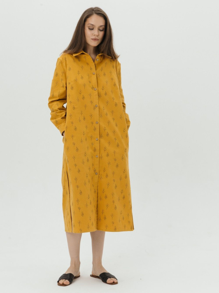 Платье-рубашка flannel Fresh limited mustard trees