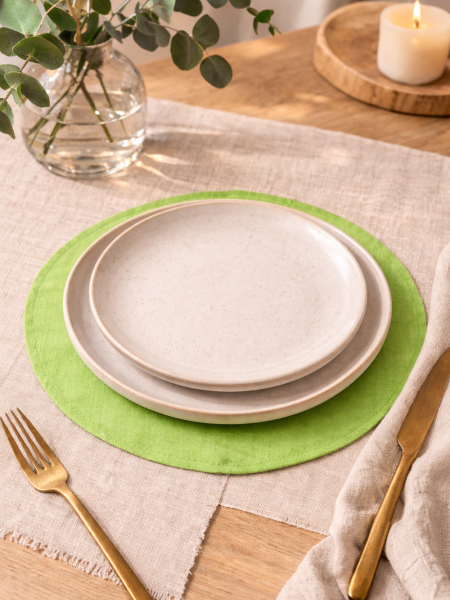 Салфетка круглая изо льна цвет фисташковый