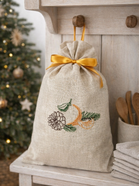 Мешочек льняной Мандарины