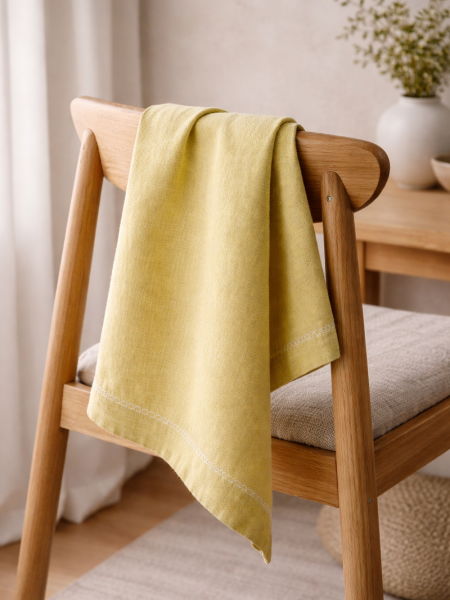 Полотенце льняное с мережкой оливковый