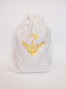 Мешочек льняной с вышивкой ХВ вензель