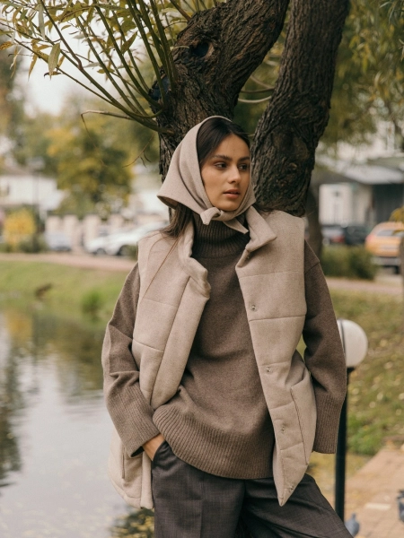 Жилет стеганый wool Snezhno natural