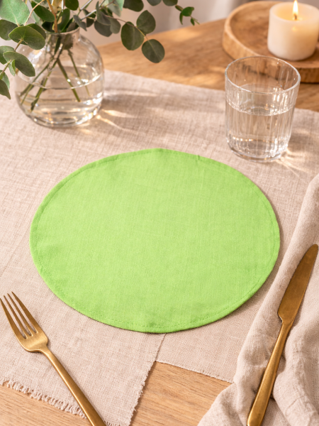 Салфетка круглая изо льна цвет фисташковый