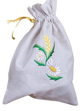 Мешочек льняной с вышивкой Ромашка