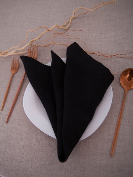 Салфетка льняная Home black