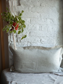 Льняная наволочка прямоугольная Ушки цвет серый натуральный