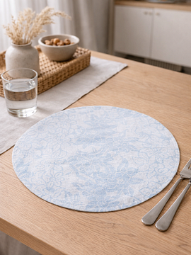 Салфетка круглая изо льна Диковинка