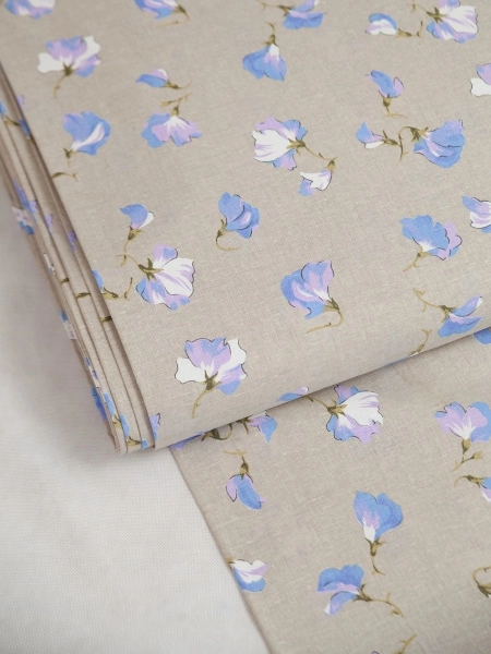 ОСТАТОК меньше метра Ткань льняная Цветущий горошек