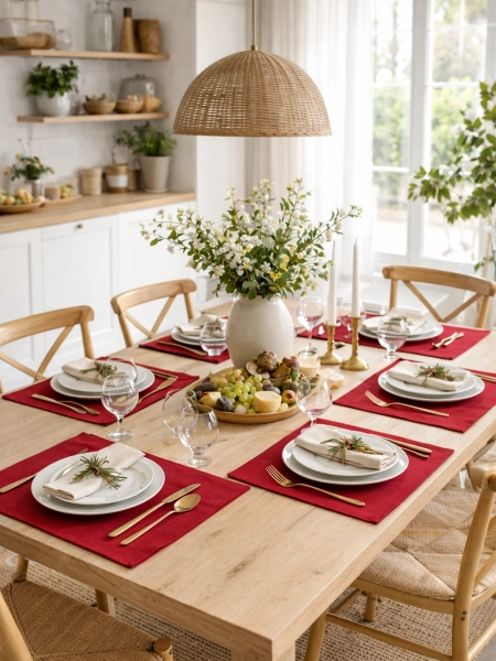 Набор льняных салфеток цвет красный