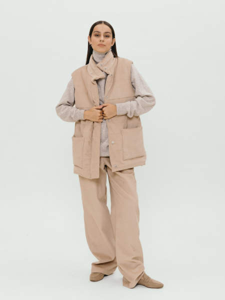 Жилет стеганый velvet Snezhno limited beige