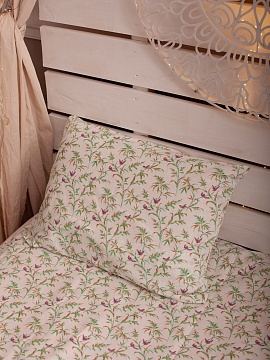 Льняная наволочка прямоугольная Райские птички