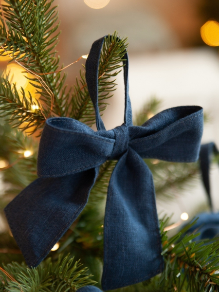 Набор Новогодних Бантов на елку цвет синий