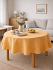 Скатерть круглая изо льна оранжевая без салфеток