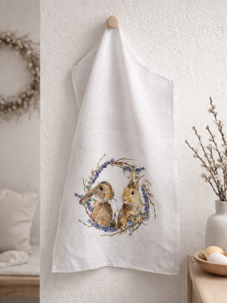 Полотенце льняное Пасхальные кролики