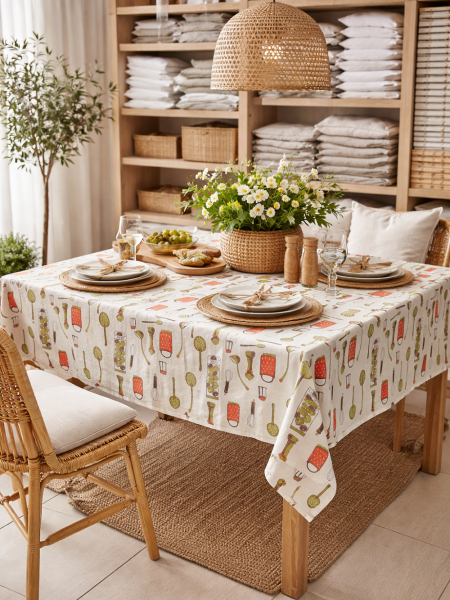 Скатерть льняная Оливки без салфеток