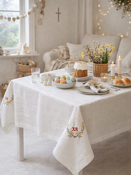 Скатерть льняная Светлая Пасха цвет белый