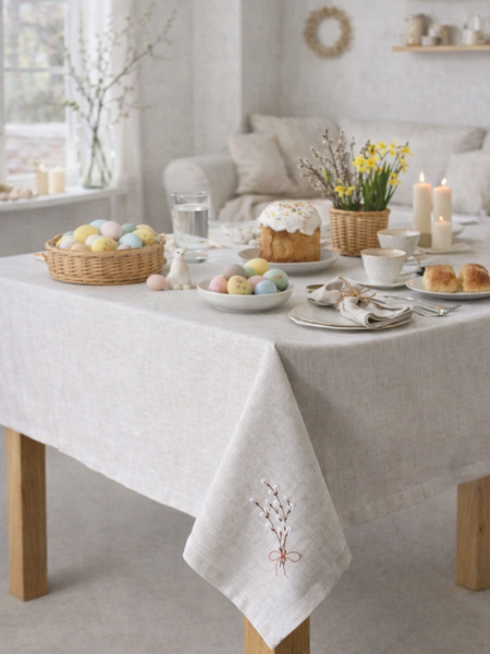 Скатерть льняная Верба без салфеток